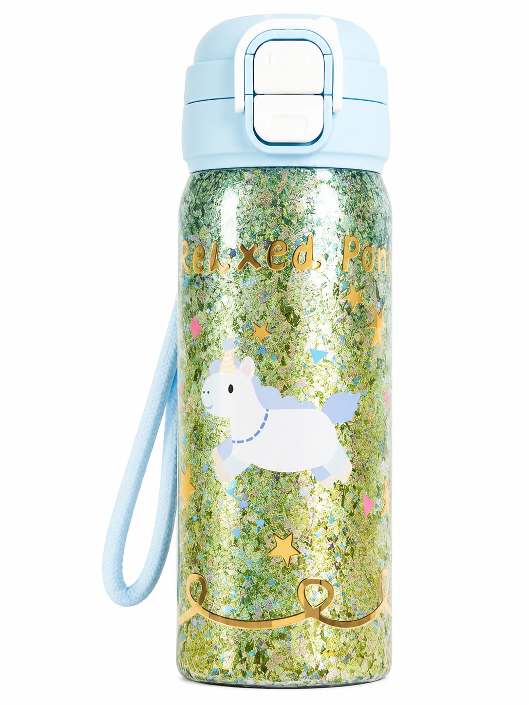 PURE Ti™ Kids Pure Titanium Water Bottle 550ml | 99.8% Pure Titanium Vacuum Insulated Flask | Leakproof Hot & Cold Thermal Bottle | Ultra-Light School/College Edition | Glitter Unicorn Design