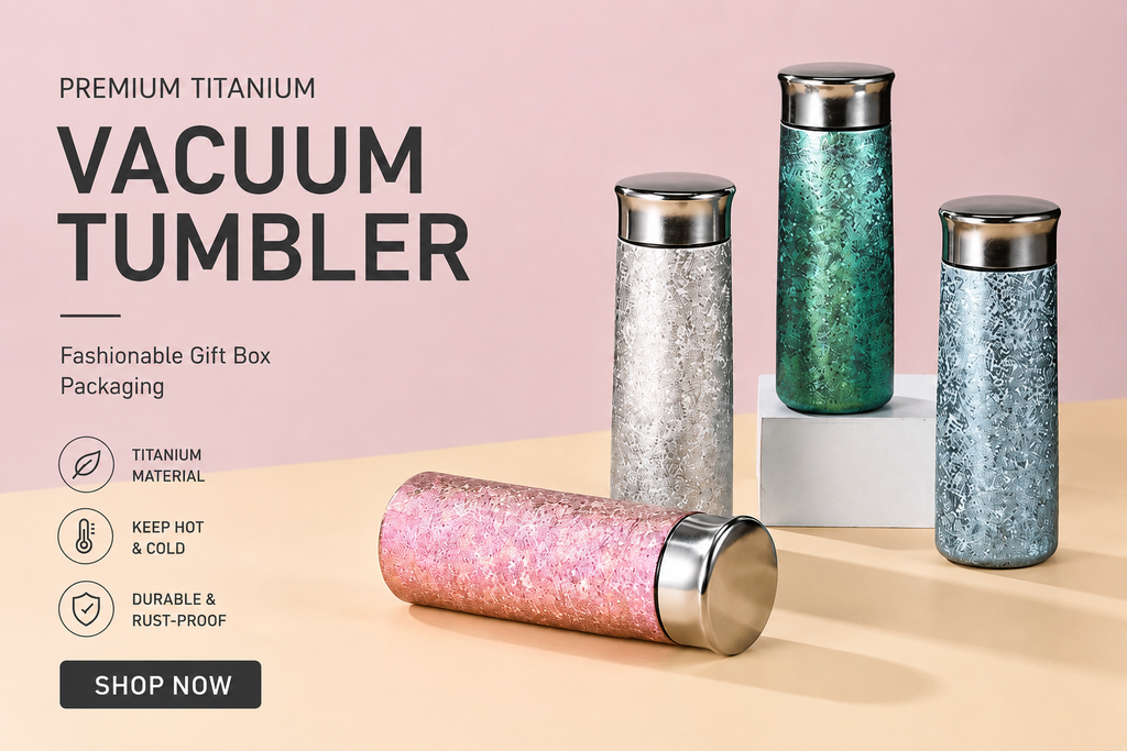 PURE Ti™ Premium Titanium Vacuum Tumbler Bottle | Luxury Insulated Water Bottle | Hot & Cold Flask with Gift Box