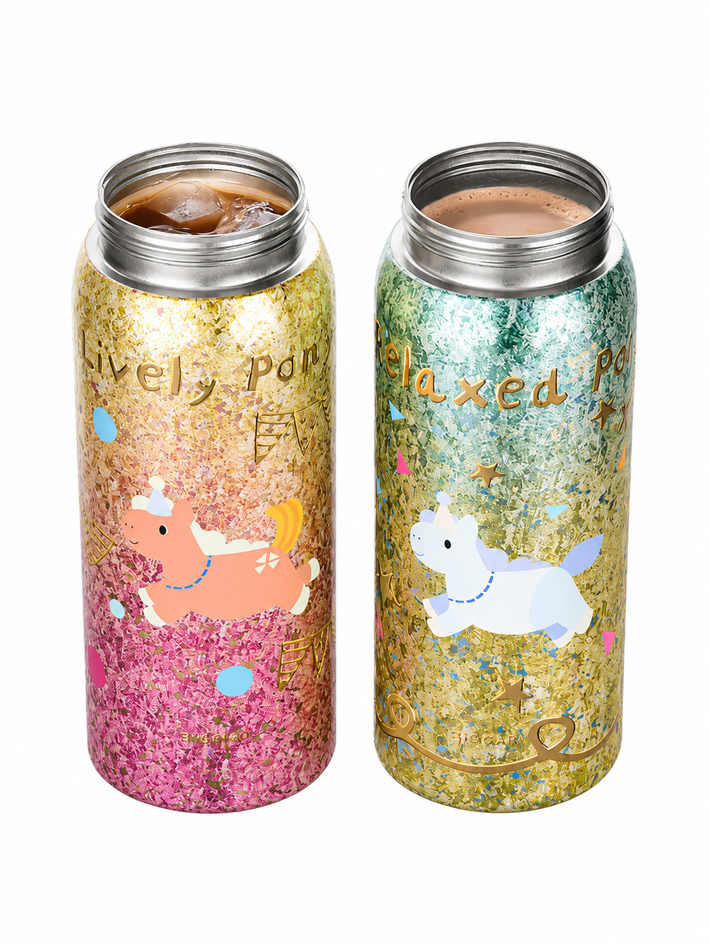 PURE Ti™ Kids Pure Titanium Water Bottle 550ml | 99.8% Pure Titanium Vacuum Insulated Flask | Leakproof Hot & Cold Thermal Bottle | Ultra-Light School/College Edition | Glitter Unicorn Design