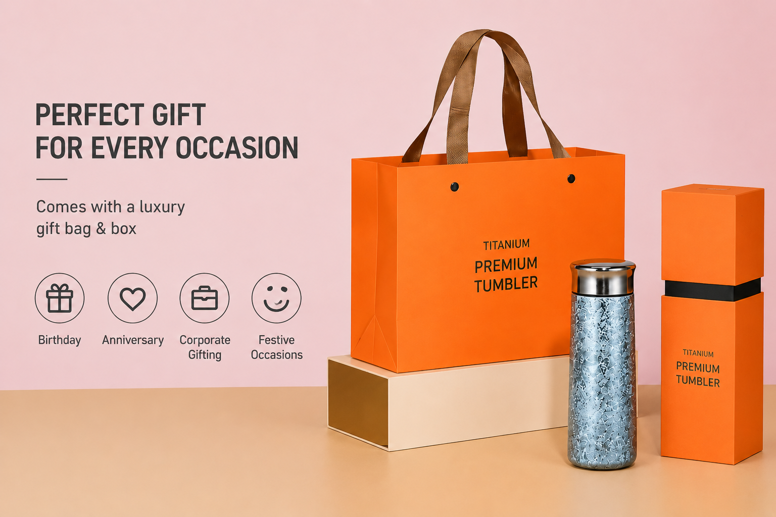 PURE Ti™ Premium Titanium Vacuum Tumbler Bottle | Luxury Insulated Water Bottle | Hot & Cold Flask with Gift Box